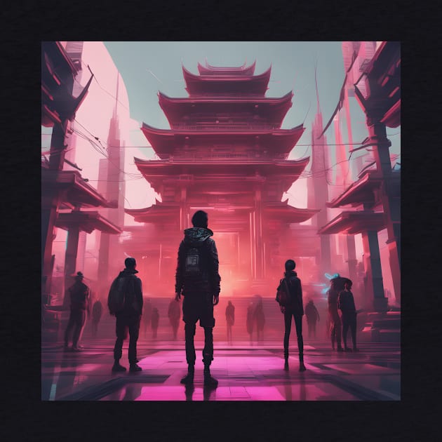 AI Generated Art | Cyberpunk Japanese Temple | Shrine by blue-koala